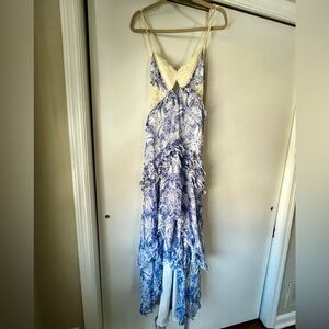 Free People Asymmetrical Blue and Cream Dress
